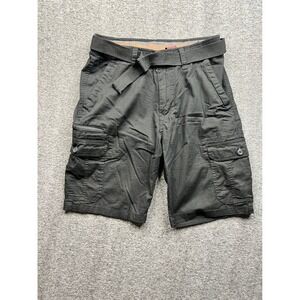 WearFirst Cargo Shorts Mens 32 Black Ripstop Free-Band Belted Casual Outdoor